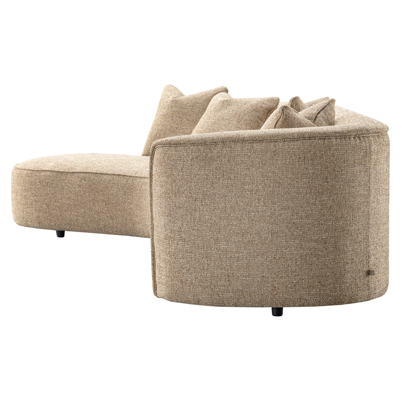 Sofa Romero mit Ottomane links, Sand Tweed, 307 cm, schwer entflammbar