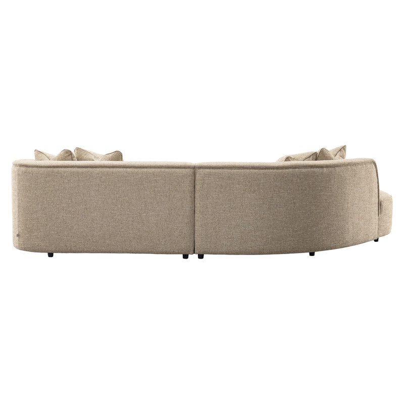 Sofa Romero mit Ottomane links, Sand Tweed, 307 cm, schwer entflammbar