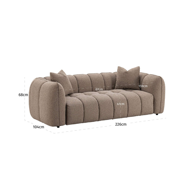 Sofa Hogan 3-Sitzer Mocca Chunky – schwer entflammbar, Steppnähte