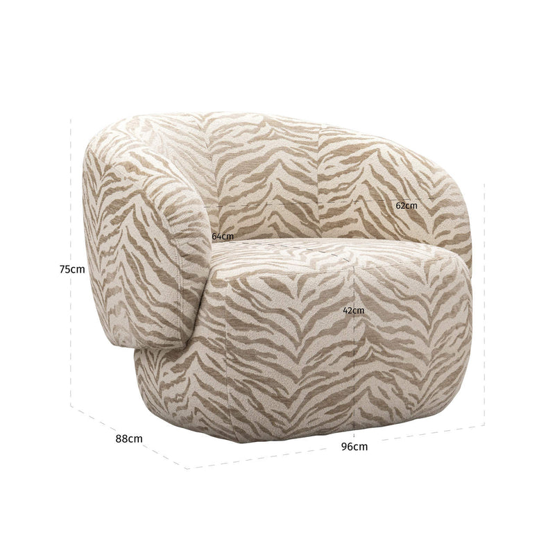 Lounge Stuhl Milano beige tiger von Richmond mit Webmuster-Bezug