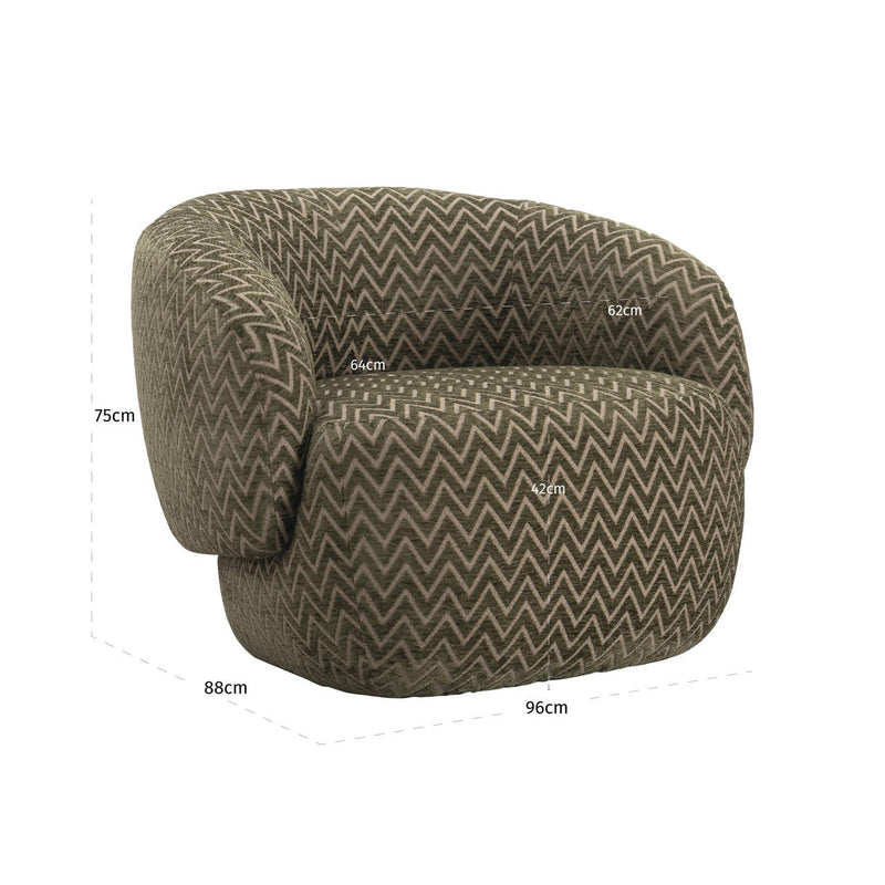 Lounge Stuhl Milano moss chevron mit gepolsterter Sitzfläche
