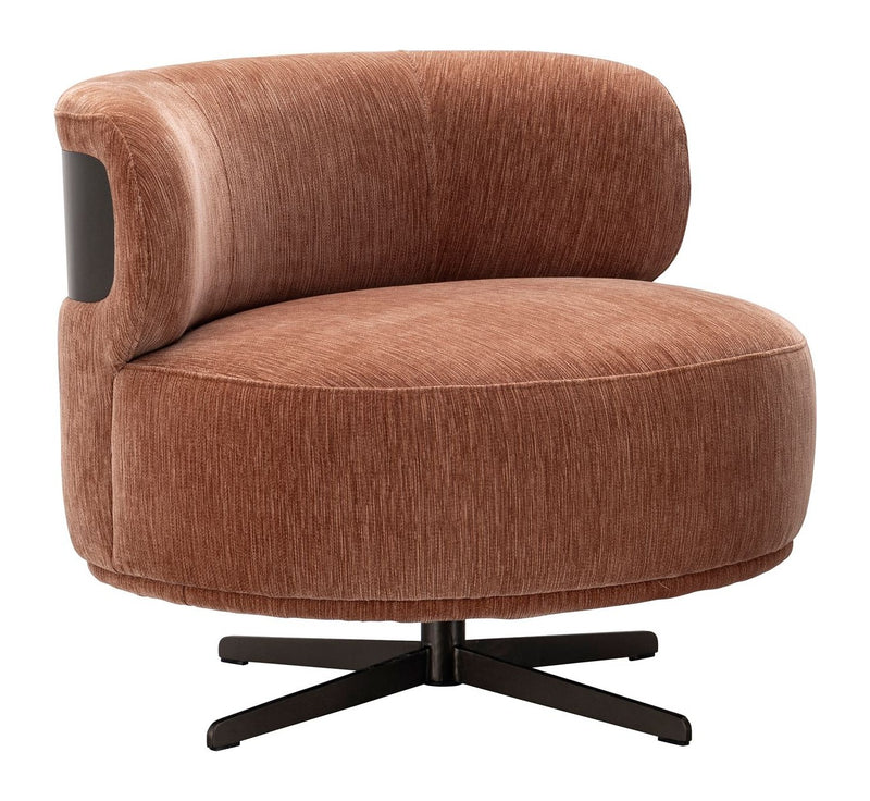 Lounge Stuhl Lauren mocha mousse mit Drehfuß & Metallakzent