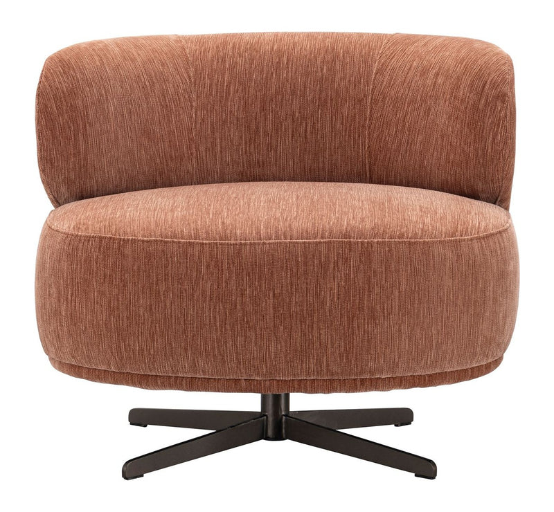 Lounge Stuhl Lauren mocha mousse mit Drehfuß & Metallakzent