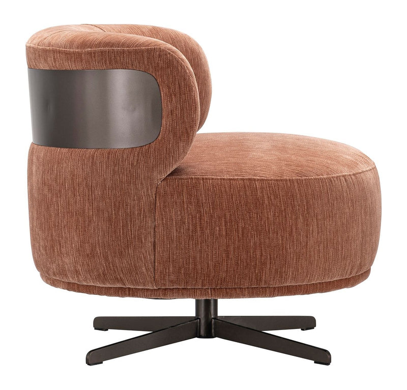 Lounge Stuhl Lauren mocha mousse mit Drehfuß & Metallakzent