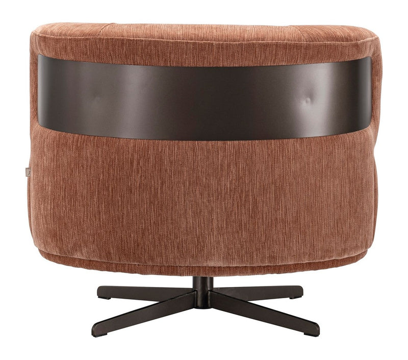 Lounge Stuhl Lauren mocha mousse mit Drehfuß & Metallakzent