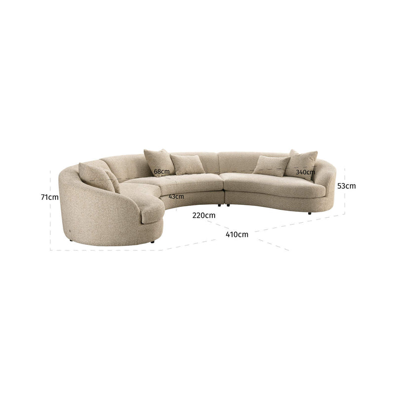 Sofa Morena Cream Blockweave – XXL-Sofa mit organischer Form