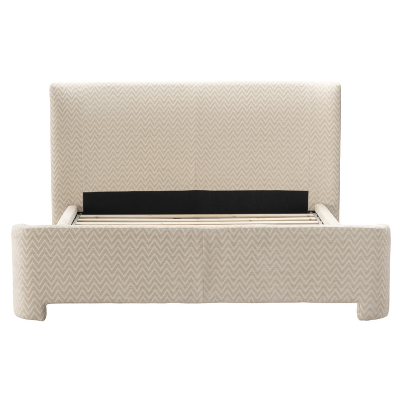 Polsterbett Divana 160x200 cm beige Chevron, rundes Kopfteil
