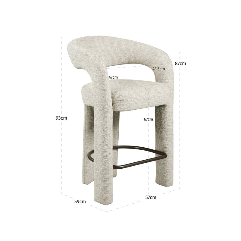 Barhocker Soho Natural Linear – Richmond, gepolstert mit Armlehnen