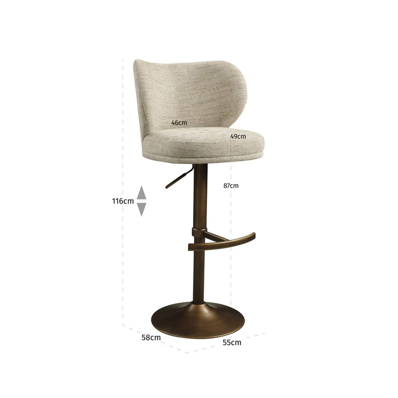 Barhocker Amely Richmond, drehbar mit Fußstütze, natural softweave