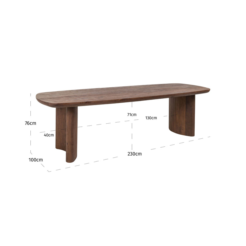 Richmond Esstisch Baldwin 230 cm Mangoholz spicebrown Massivholz