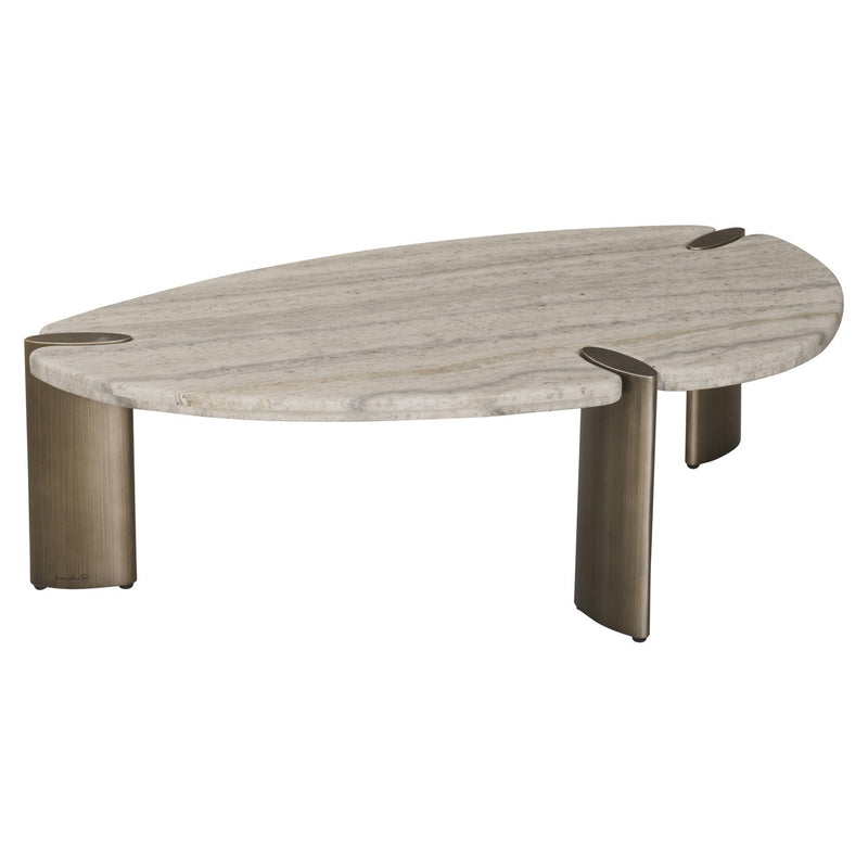 Couchtisch Arcadia grey mit Travertinplatte und Metallgestell