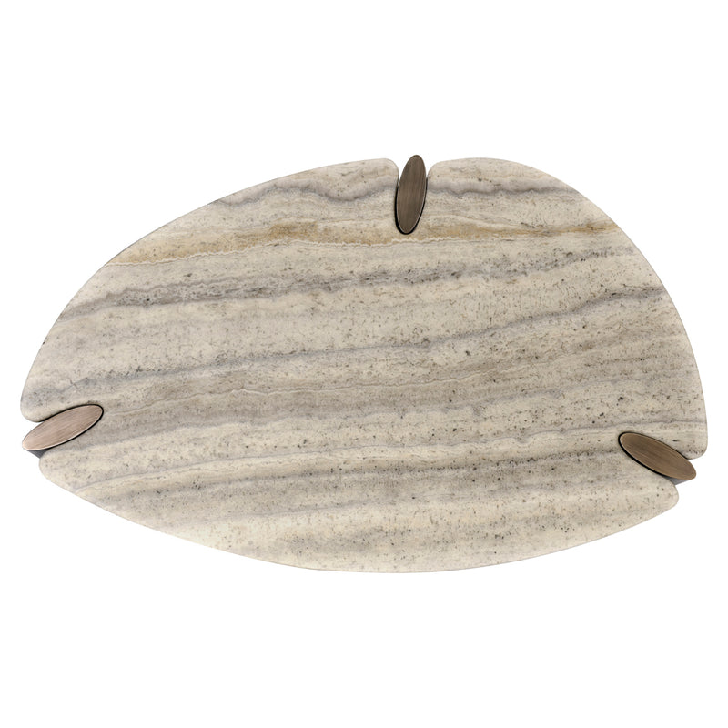 Couchtisch Arcadia grey mit Travertinplatte und Metallgestell