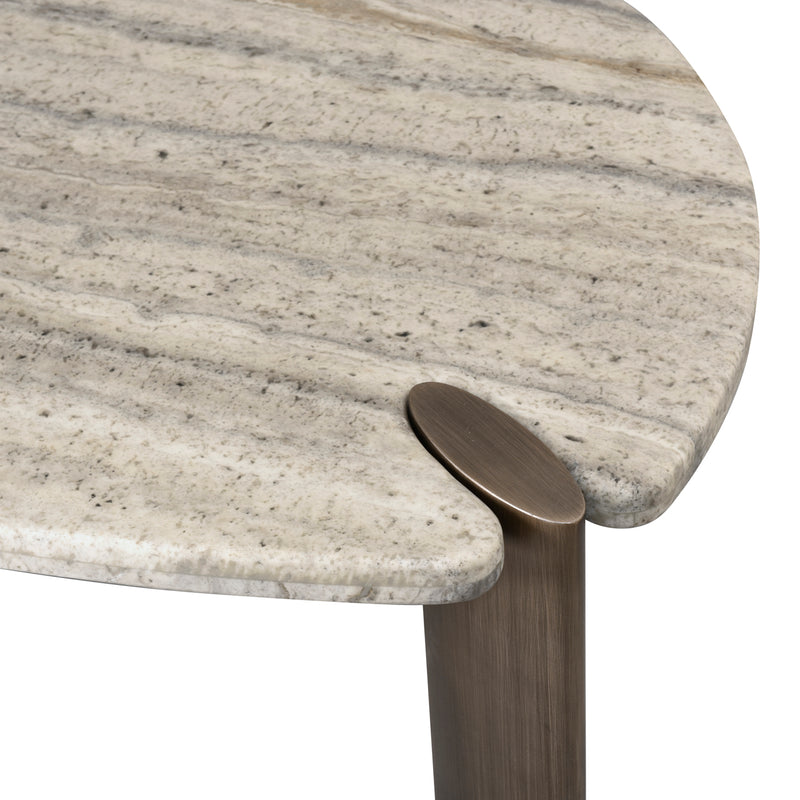 Couchtisch Arcadia grey mit Travertinplatte und Metallgestell