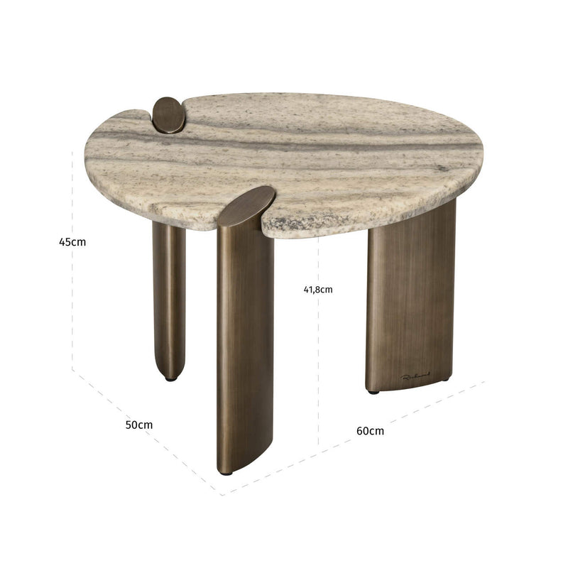 Beistelltisch Arcadia grey aus Travertin & Metall – Richmond Interiors