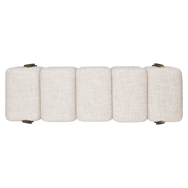 Bank Caleo Cream Tweed – gepolsterte Sitzbank, Bronze-Gold-Gestell