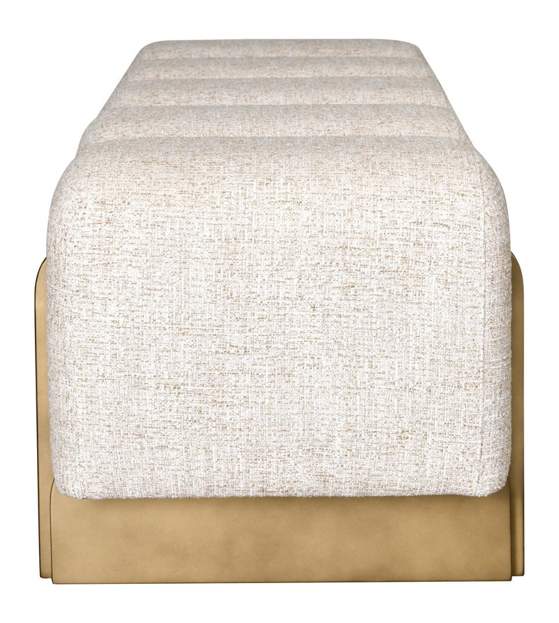 Bank Caleo Cream Tweed – gepolsterte Sitzbank, Bronze-Gold-Gestell