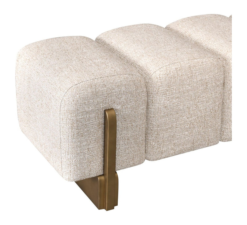 Bank Caleo Cream Tweed – gepolsterte Sitzbank, Bronze-Gold-Gestell