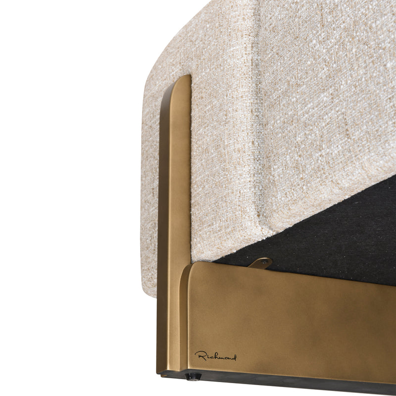 Bank Caleo Cream Tweed – gepolsterte Sitzbank, Bronze-Gold-Gestell