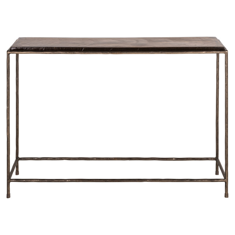 Konsole Villano Bronze – Wandkonsole aus Glas & Eisen, 110 cm