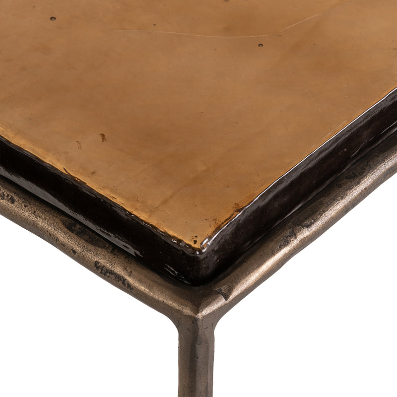 Konsole Villano Bronze – Wandkonsole aus Glas & Eisen, 110 cm