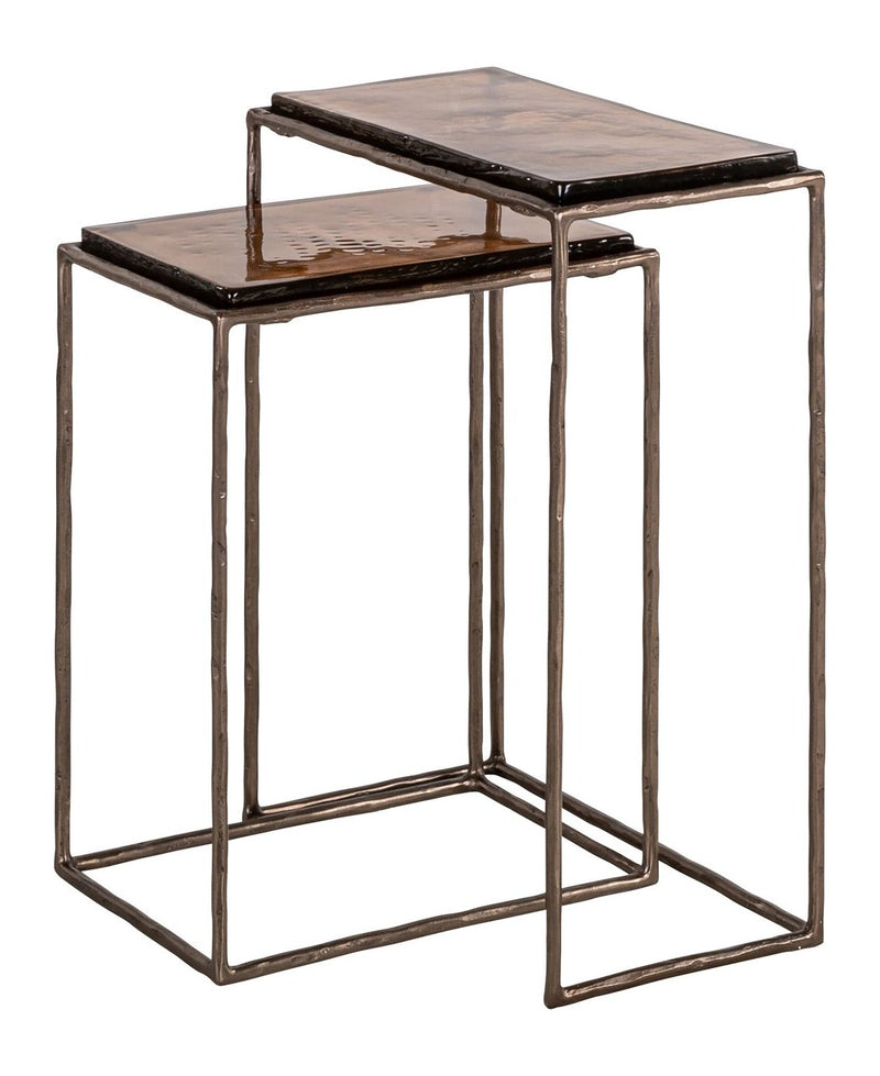Beistelltisch Villano bronze im 2er-Set - Eisen & Glas, Richmond