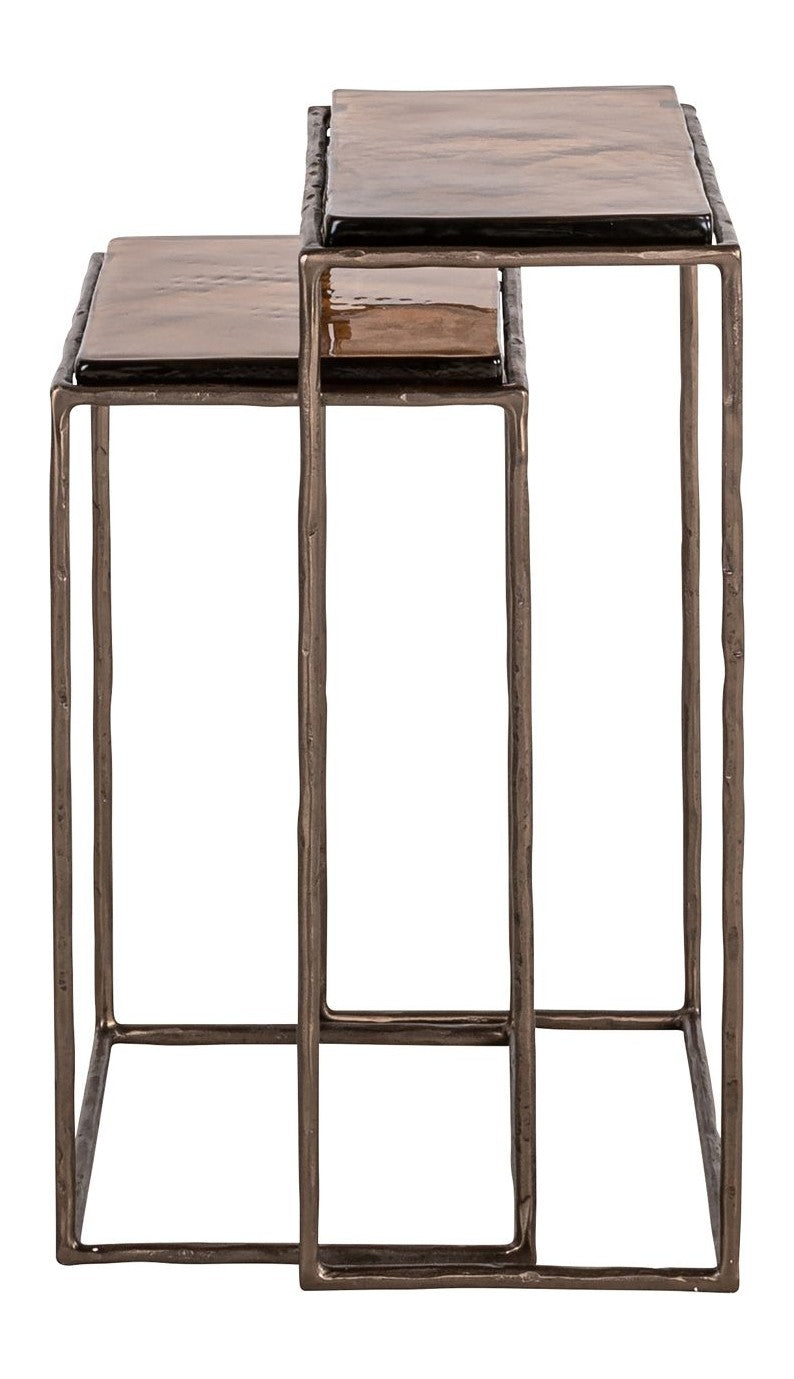 Beistelltisch Villano bronze im 2er-Set - Eisen & Glas, Richmond