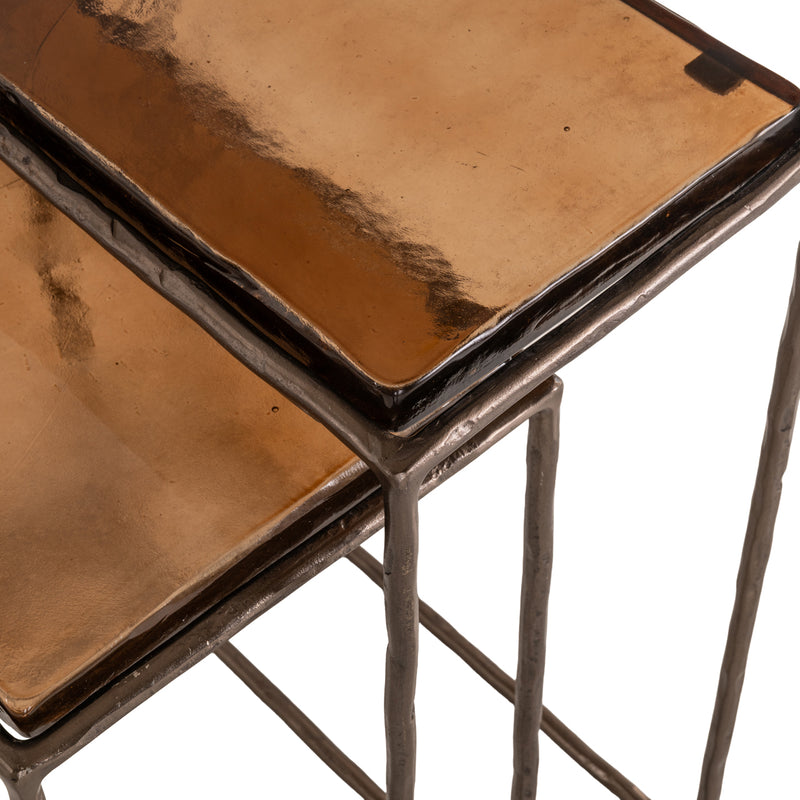 Beistelltisch Villano bronze im 2er-Set - Eisen & Glas, Richmond
