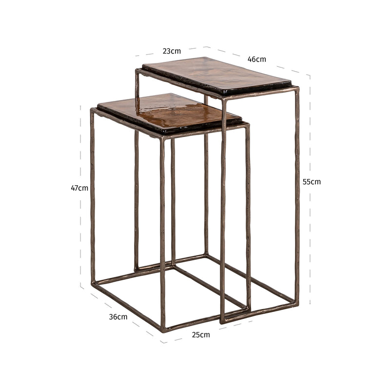 Beistelltisch Villano bronze im 2er-Set - Eisen & Glas, Richmond