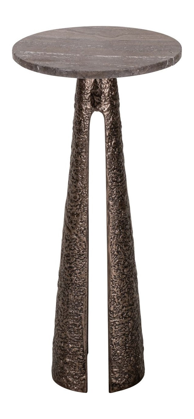 Beistelltisch Eldora rund, Bronze mit Travertin-Platte, Ø30 cm