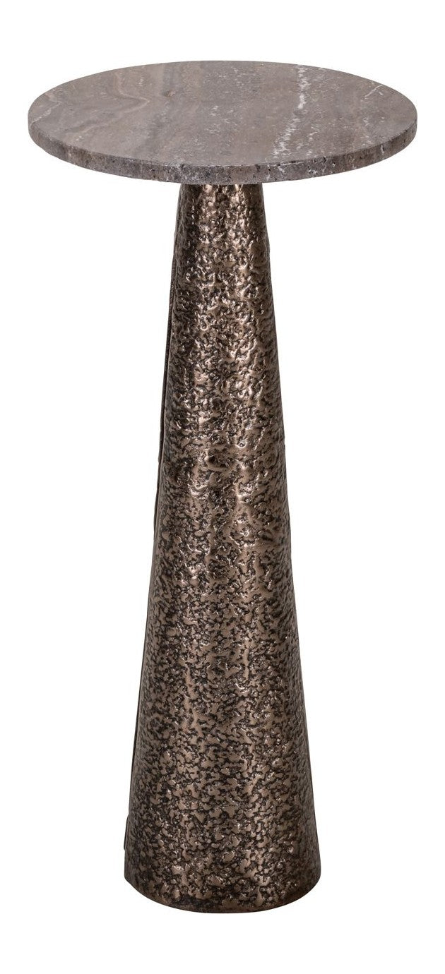 Beistelltisch Eldora rund, Bronze mit Travertin-Platte, Ø30 cm