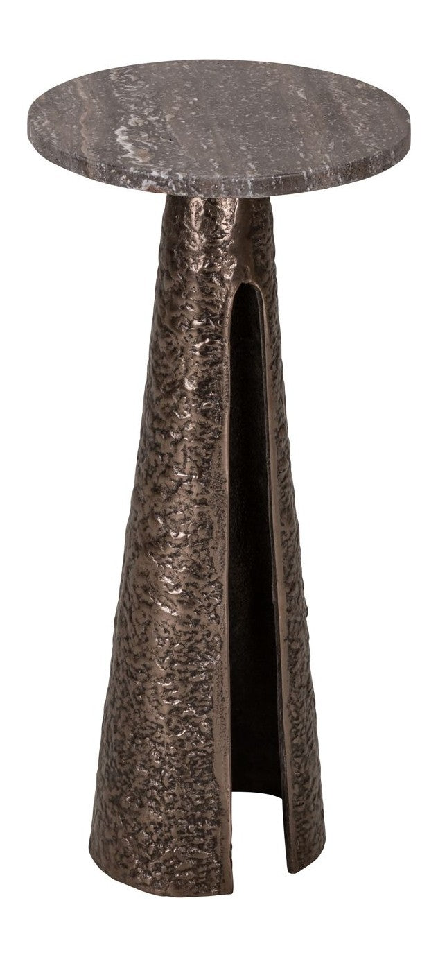 Richmond Beistelltisch Eldora Bronze 25 cm Ø – Aluminium & Travertin
