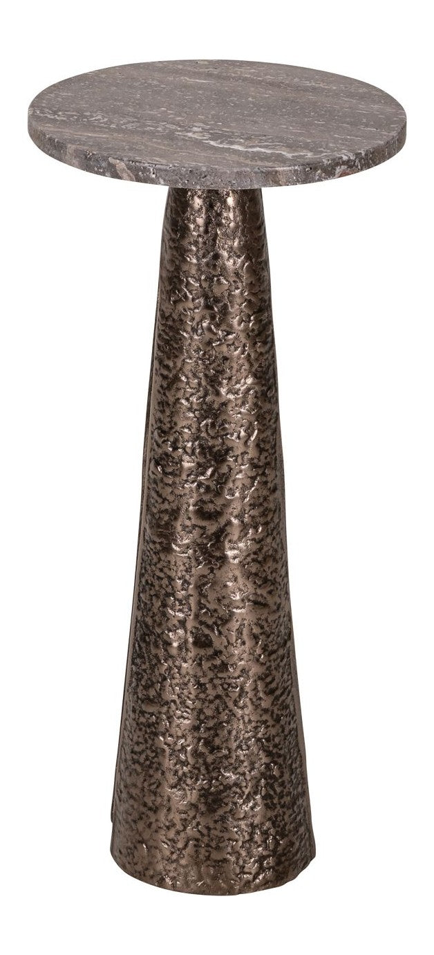 Richmond Beistelltisch Eldora Bronze 25 cm Ø – Aluminium & Travertin