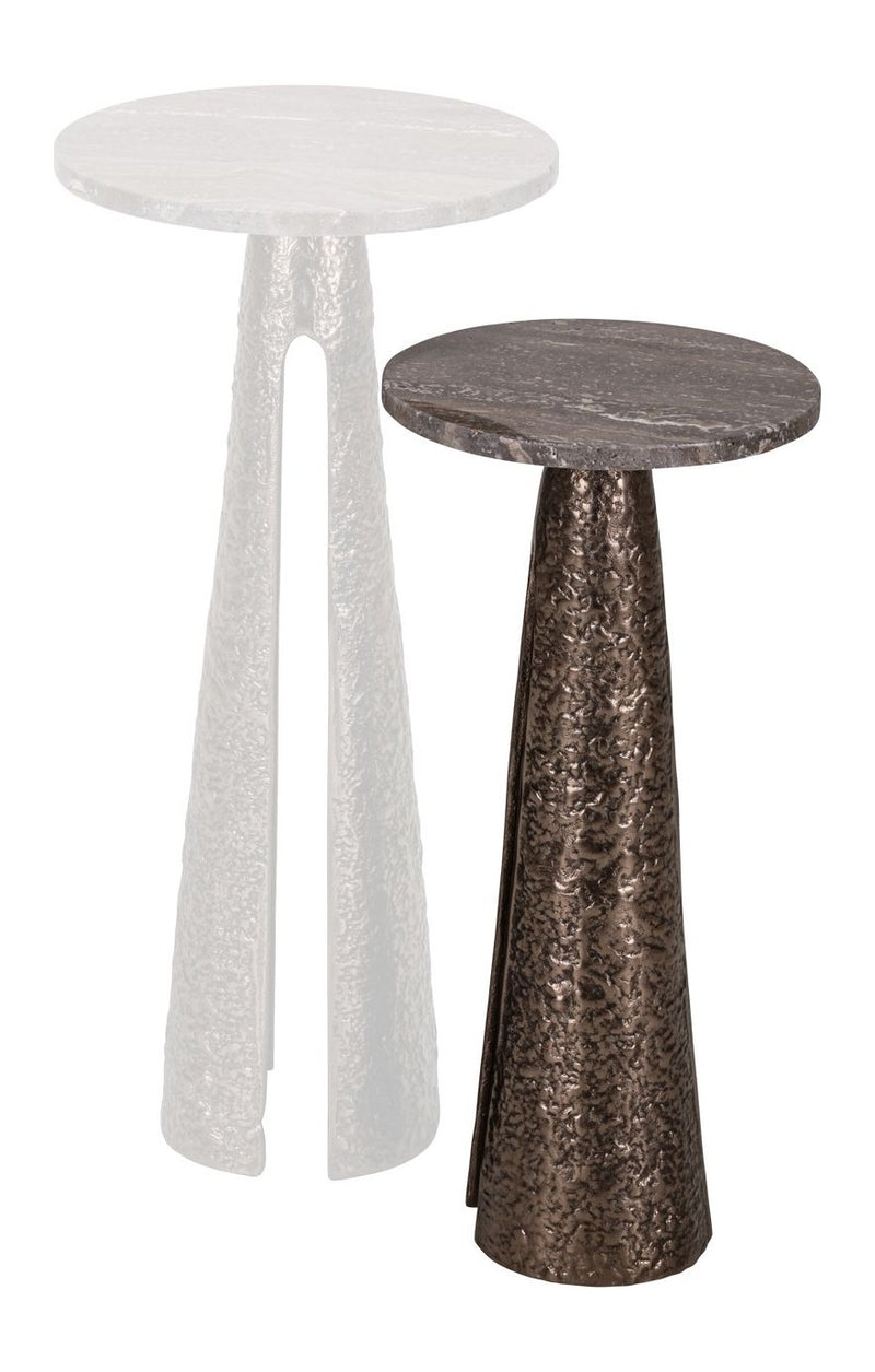 Richmond Beistelltisch Eldora Bronze 25 cm Ø – Aluminium & Travertin