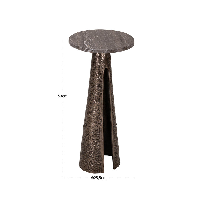 Richmond Beistelltisch Eldora Bronze 25 cm Ø – Aluminium & Travertin