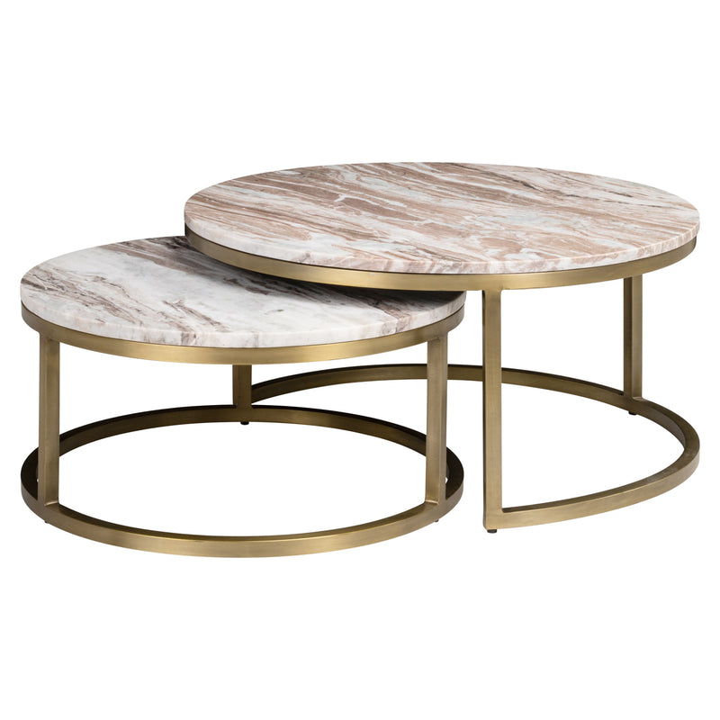 Couchtisch Bottega Blush Beige im 2er-Set – Marmor & Eisen