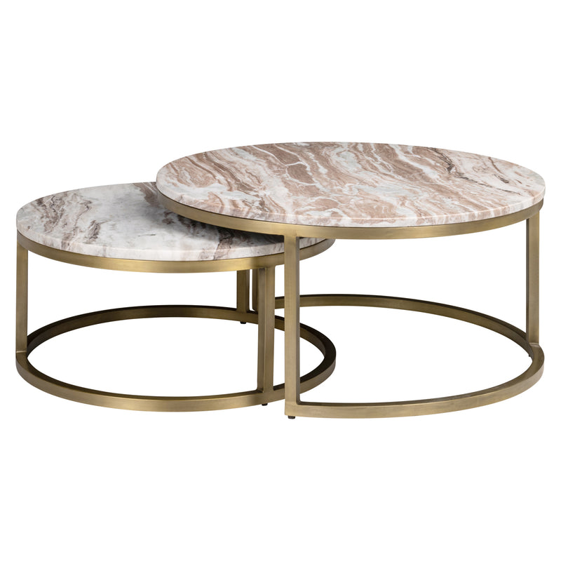 Couchtisch Bottega Blush Beige im 2er-Set – Marmor & Eisen