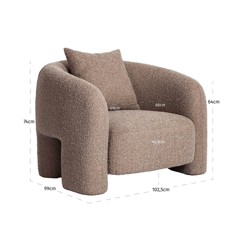 Lounge Stuhl Tuscany Mocca Chunky - Loungesessel mit Strukturbezug