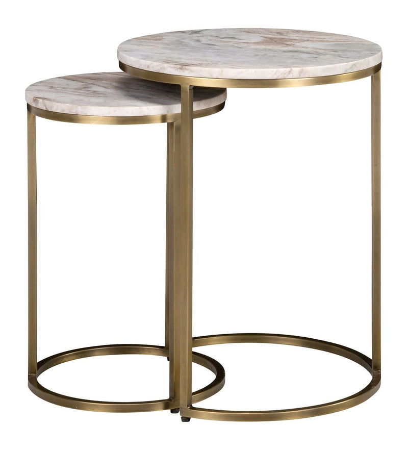 Beistelltisch Bottega Blush Beige im 2er-Set – Marmor & Metall