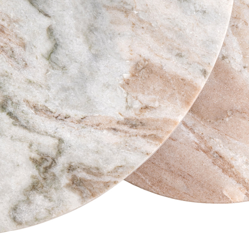 Beistelltisch Bottega Blush Beige im 2er-Set – Marmor & Metall