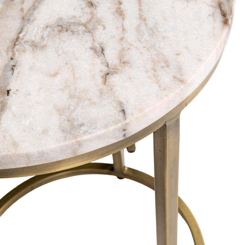 Beistelltisch Bottega Blush Beige im 2er-Set – Marmor & Metall