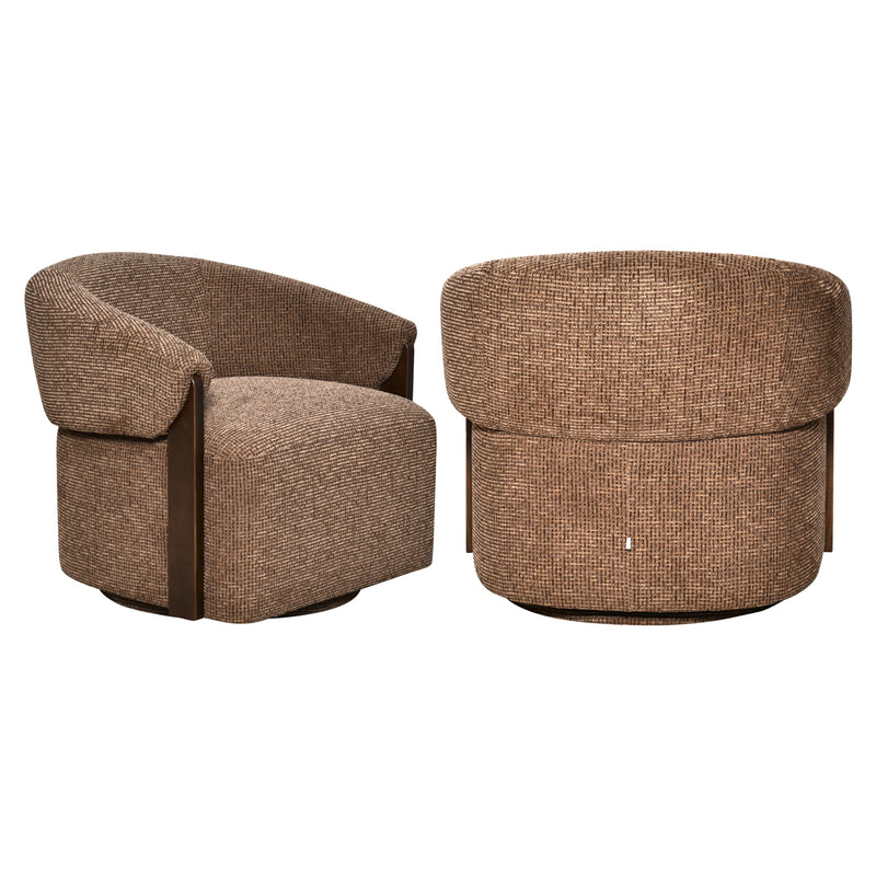 Lounge Stuhl Marina in Brown Blockweave, drehbar, Richmond