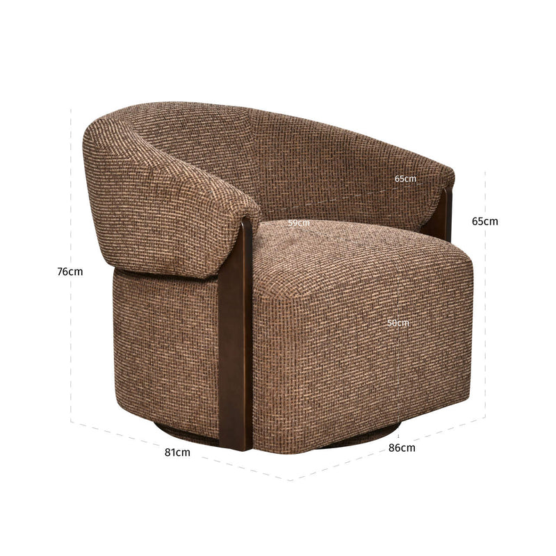 Lounge Stuhl Marina in Brown Blockweave, drehbar, Richmond