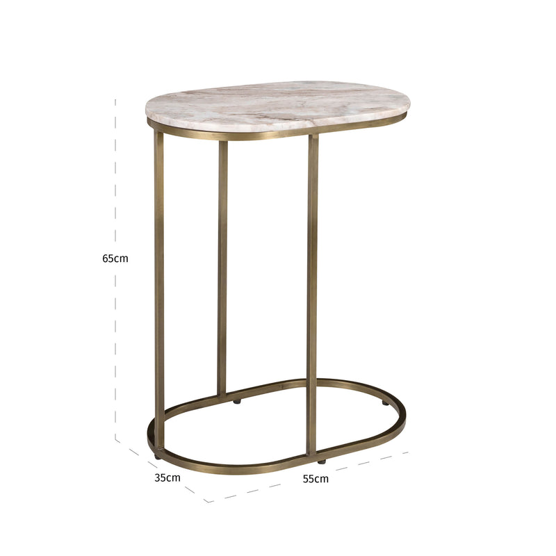 Sofabeistelltisch Bottega Blush beige – Marmor & Eisen, 65x55x35 cm