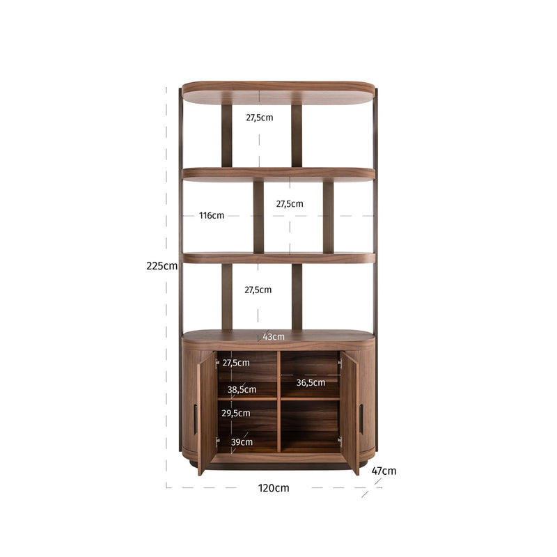 Vitrine Windsor Walnuss – Richmond Highboard mit Stauraum, 225 cm