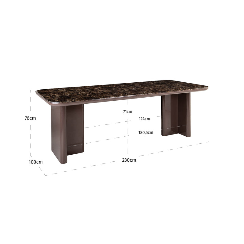 Esstisch Almundi 230 cm in Chocolat Brown mit Marmor-Optik