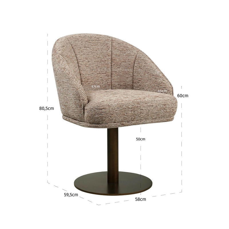 Esszimmerstuhl Beverly mocca linear – drehbar mit Polyester-Bezug