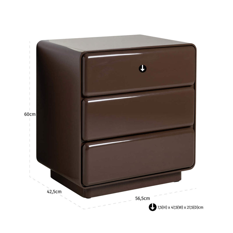 Nachttisch Demy Chestnut – Schlafzimmer-Nachtschrank aus MDF