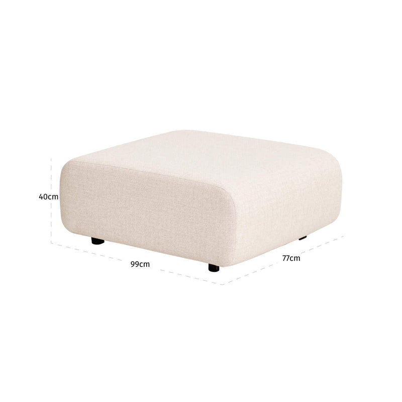 Garten Hocker Dawson beige alpine – Outdoor Fußbank mit Alu-Rahmen