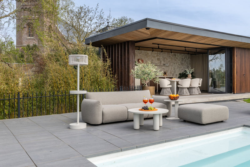 Gartencouchtisch Quinn rund Ø86 cm, Aluminium light beige, Richmond