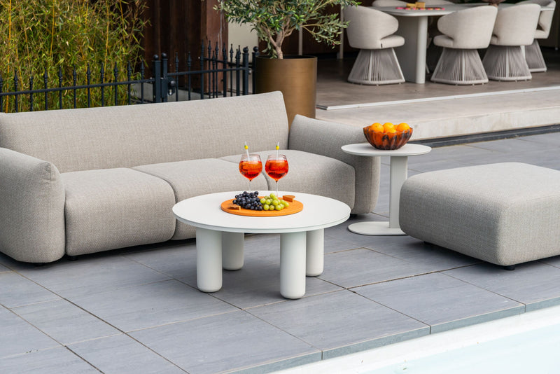 Gartencouchtisch Quinn rund Ø86 cm, Aluminium light beige, Richmond